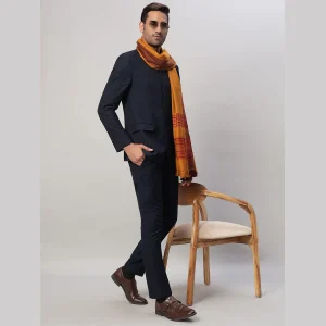 Men's Wrap Mustard Yellow Wool Shawl - Image 4