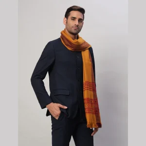 Men's Wrap Mustard Yellow Wool Shawl - Image 3