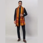 Men's Wrap Mustard Yellow Wool Shawl - Image 5
