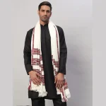 Men's Wraps White Wool Shawl Gift For Dad