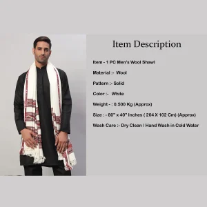 Men's Wraps White Wool Shawl Gift For Dad - Image 8