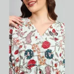 Mint Green Floral Printed Long Kaftan Women Dress - Image 5