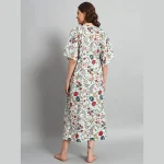 Mint Green Floral Printed Long Kaftan Women Dress - Image 6