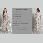 Mint Green Floral Printed Long Kaftan Women Dress - Image 7