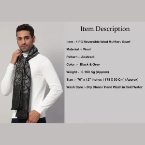Neck Wrap Casual Reversible Black Abstract Muffler - Image 8
