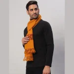 New Mustard Yellow Cashmere Wool Men's Muffler - Image 3
