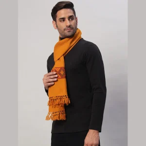 New Mustard Yellow Cashmere Wool Men's Muffler - Image 3