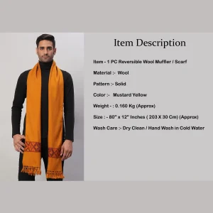 New Mustard Yellow Cashmere Wool Men's Muffler - Image 8