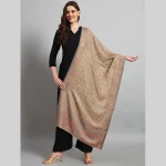 Oversized Beige Floral Stole Women Winter Neck Wrap Scarf - Image 2