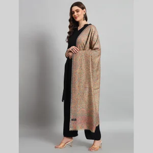 Oversized Beige Floral Stole Women Winter Neck Wrap Scarf - Image 4