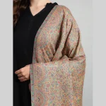 Oversized Beige Floral Stole Women Winter Neck Wrap Scarf - Image 5
