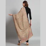 Oversized Beige Floral Stole Women Winter Neck Wrap Scarf - Image 7