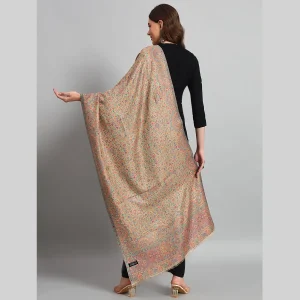 Oversized Beige Floral Stole Women Winter Neck Wrap Scarf - Image 7