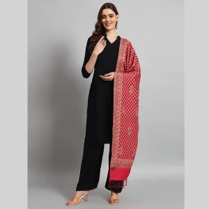 Pashmina Pink Check & Paisley Pattern Stole / Scarf - Image 3