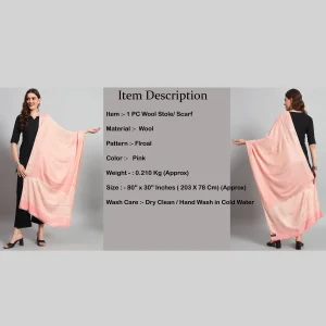 Pashmina Pink Shawl Wrap Head Scarves for Women - Image 8