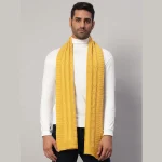 Reversible Knitted Yellow Wool Muffler Gift For Father