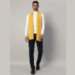 Reversible Knitted Yellow Wool Muffler Gift For Father - Image 5