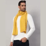 Reversible Knitted Yellow Wool Muffler Gift For Father - Image 3