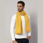 Reversible Knitted Yellow Wool Muffler Gift For Father - Image 4
