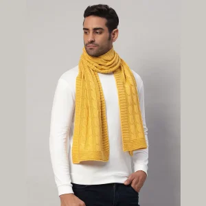 Reversible Knitted Yellow Wool Muffler Gift For Father - Image 4