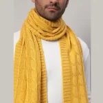 Reversible Knitted Yellow Wool Muffler Gift For Father - Image 6