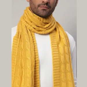 Reversible Knitted Yellow Wool Muffler Gift For Father - Image 6