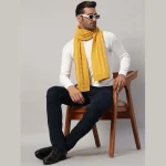 Reversible Knitted Yellow Wool Muffler Gift For Father - Image 2