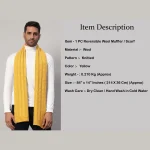 Reversible Knitted Yellow Wool Muffler Gift For Father - Image 8