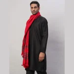 Solid Red Wool Wrap Shawl Meditation Blanket - Image 4