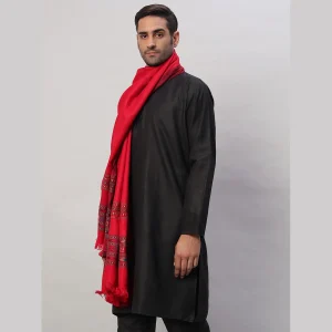 Solid Red Wool Wrap Shawl Meditation Blanket - Image 4