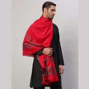 Solid Red Wool Wrap Shawl Meditation Blanket - Image 3