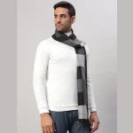 Super Soft Wool Scarf Indian Made Black & Beige Check Muffler - Image 4