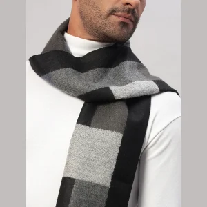 Super Soft Wool Scarf Indian Made Black & Beige Check Muffler - Image 5