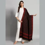 Traditional Black Floral Meditation Soft Wool Shawl - Image 2