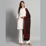 Traditional Black Floral Meditation Soft Wool Shawl - Image 4