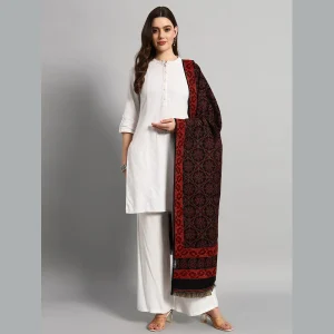Traditional Black Floral Meditation Soft Wool Shawl - Image 4
