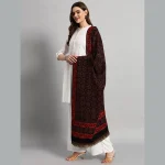Traditional Black Floral Meditation Soft Wool Shawl - Image 5
