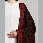 Traditional Black Floral Meditation Soft Wool Shawl - Image 6
