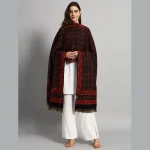 Traditional Black Floral Meditation Soft Wool Shawl - Image 3