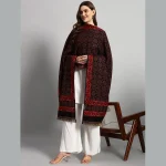 Traditional Black Floral Meditation Soft Wool Shawl