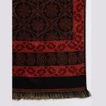 Traditional Black Floral Meditation Soft Wool Shawl - Image 7