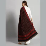 Traditional Black Floral Meditation Soft Wool Shawl - Image 8