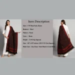 Traditional Black Floral Meditation Soft Wool Shawl - Image 9