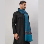 Turquoise Striped Kullu Shawl Gift For Men's - Image 5
