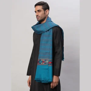 Turquoise Striped Kullu Shawl Gift For Men's - Image 4