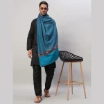 Turquoise Striped Kullu Shawl Gift For Men's - Image 2