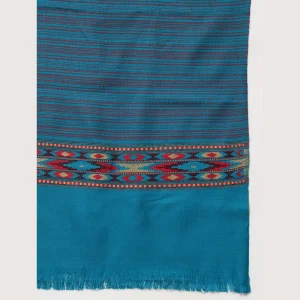 Turquoise Striped Kullu Shawl Gift For Men's - Image 7