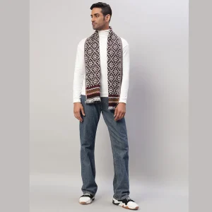 Wine Fair Isle Pattern Scarf Gift For Men's - Image 5