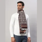Wine Fair Isle Pattern Scarf Gift For Men's - Image 4