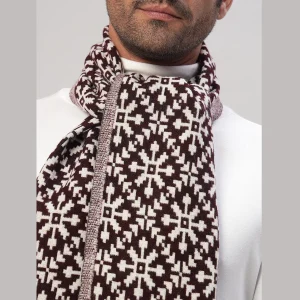 Wine Fair Isle Pattern Scarf Gift For Men's - Image 6